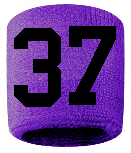 Number 37 Custom Purple w/ Black #'s Sweatband Wristband Embroidered Stitched