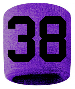 Number 38 Custom Purple w/ Black #'s Sweatband Wristband Embroidered Stitched