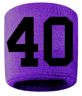 Number 40 Custom Purple w/ Black #'s Sweatband Wristband Embroidered Stitched