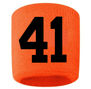 Number 41 Custom Orange w/ Black #'s Sweatband Wristband Embroidered Stitched