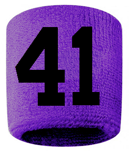 Number 41 Custom Purple w/ Black #'s Sweatband Wristband Embroidered Stitched