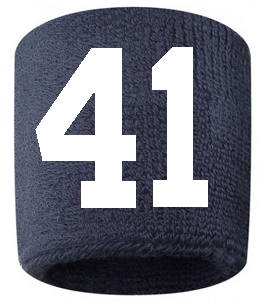 Number 41 Custom Navy Blue w/ White #'s Sweatband Wristband Embroidered Stitched