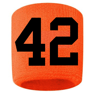 Number 42 Custom Orange w/ Black #'s Sweatband Wristband Embroidered Stitched