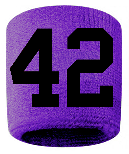 Number 42 Custom Purple w/ Black #'s Sweatband Wristband Embroidered Stitched