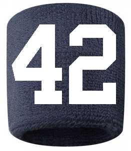 Number 42 Custom Navy Blue w/ White #'s Sweatband Wristband Embroidered Stitched