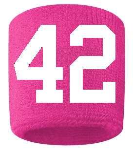 Number 42 Custom Hot Pink w/ White #'s Sweatband Wristband Embroidered Stitched