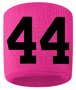 Number 44 Custom Hot Pink w/ Black #'s Sweatband Wristband Embroidered Stitched