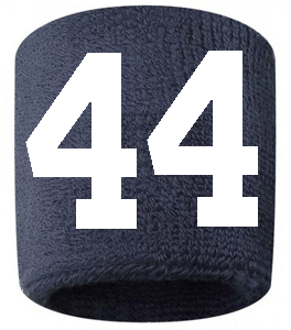 Number 44 Custom Navy Blue w/ White #'s Sweatband Wristband Embroidered Stitched