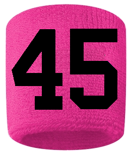 Number 45 Custom Hot Pink w/ Black #'s Sweatband Wristband Embroidered Stitched
