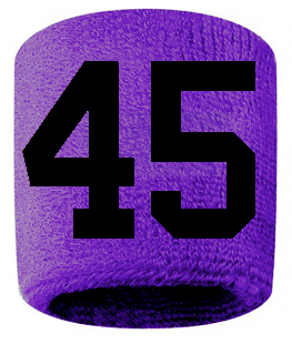 Number 45 Custom Purple w/ Black #'s Sweatband Wristband Embroidered Stitched