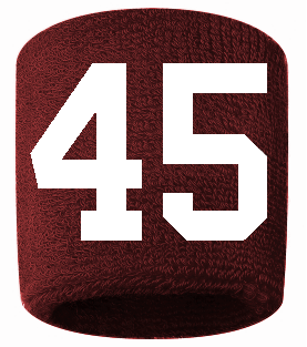 Number 45 Custom Maroon w/ White #'s Sweatband Wristband Embroidered Stitched
