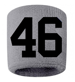 Number 46 Custom Gray w/ Black #'s Sweatband Wristband Embroidered Stitched - SportsJewelryProShop