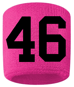 Number 46 Custom Hot Pink w/ Black #'s Sweatband Wristband Embroidered Stitched
