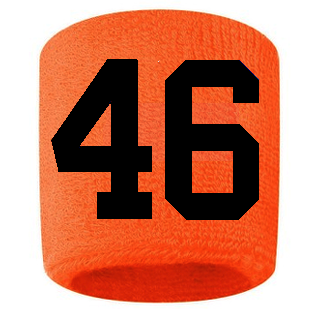 Number 46 Custom Orange w/ Black #'s Sweatband Wristband Embroidered Stitched