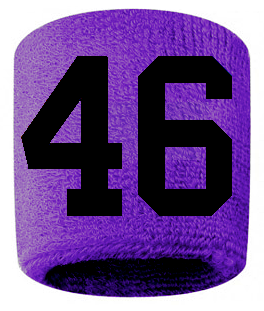 Number 46 Custom Purple w/ Black #'s Sweatband Wristband Embroidered Stitched