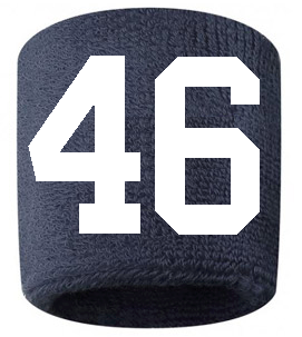 Number 46 Custom Navy Blue w/ White #'s Sweatband Wristband Embroidered Stitched