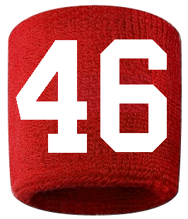 Number 46 Custom Red w/ White #'s Sweatband Wristband Embroidered Stitched