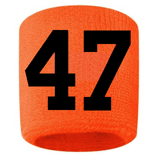 Number 47 Custom Orange w/ Black #'s Sweatband Wristband Embroidered Stitched