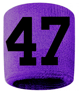 Number 47 Custom Purple w/ Black #'s Sweatband Wristband Embroidered Stitched - SportsJewelryProShop