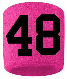 Number 48 Custom Hot Pink w/ Black #'s Sweatband Wristband Embroidered Stitched