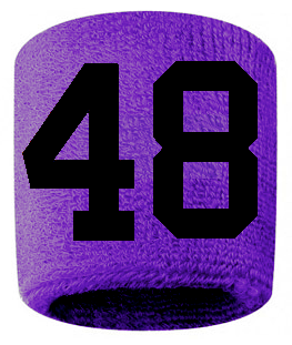 Number 48 Custom Purple w/ Black #'s Sweatband Wristband Embroidered Stitched