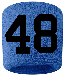 Number 48 Custom Royal Blue w/ Black #'s Sweatband Wristband Embroidered Stitched (Copy)