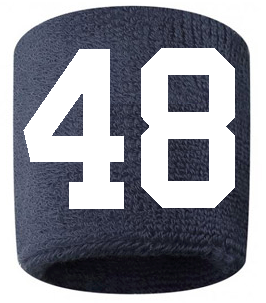 Number 48 Custom Navy Blue w/ White #'s Sweatband Wristband Embroidered Stitched