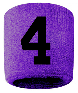 Number 4 Custom Purple w/ Black #'s Sweatband Wristband Embroidered Stitched