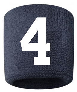 Number 4 Custom Navy Blue w/ White #'s Sweatband Wristband Embroidered Stitched