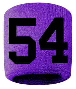 Number 54 Custom Purple w/ Black #'s Sweatband Wristband Embroidered Stitched