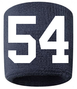 Number 54 Custom Navy Blue w/ White #'s Sweatband Wristband Embroidered Stitched