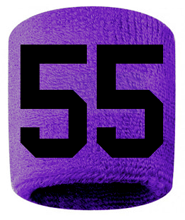 Number 55 Custom Purple w/ Black #'s Sweatband Wristband Embroidered Stitched