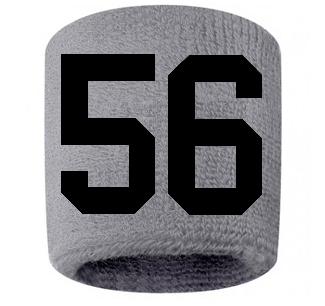 Number 56 Custom Gray w/ Black #'s Sweatband Wristband Embroidered Stitched - SportsJewelryProShop