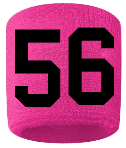 Number 56 Custom Hot Pink w/ Black #'s Sweatband Wristband Embroidered Stitched