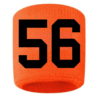 Number 56 Custom Orange w/ Black #'s Sweatband Wristband Embroidered Stitched