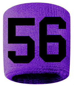 Number 56 Custom Purple w/ Black #'s Sweatband Wristband Embroidered Stitched