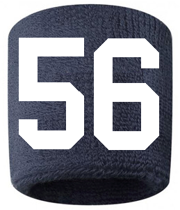 Number 56 Custom Navy Blue w/ White #'s Sweatband Wristband Embroidered Stitched