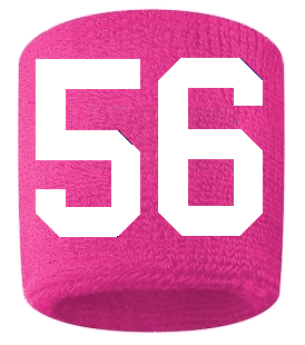 Number 56 Custom Hot Pink w/ White #'s Sweatband Wristband Embroidered Stitched