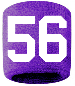 Number 56 Custom Purple w/ White #'s Sweatband Wristband Embroidered Stitched