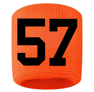 Number 57 Custom Orange w/ Black #'s Sweatband Wristband Embroidered Stitched
