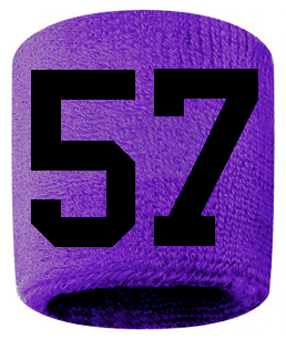 Number 57 Custom Purple w/ Black #'s Sweatband Wristband Embroidered Stitched