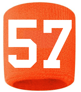 Number 57 Custom Orange w/ White #'s Sweatband Wristband Embroidered Stitched