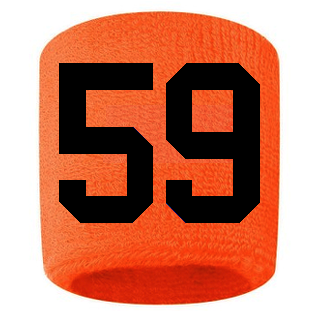 Number 59 Custom Orange w/ Black #'s Sweatband Wristband Embroidered Stitched