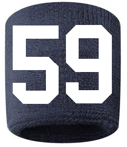 Number 59 Custom Navy Blue w/ White #'s Sweatband Wristband Embroidered Stitched