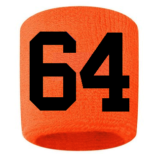 Number 64 Custom Orange w/ Black #'s Sweatband Wristband Embroidered Stitched