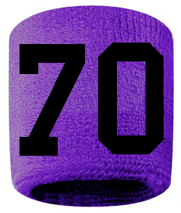 Number 70 Custom Purple w/ Black #'s Sweatband Wristband Embroidered Stitched