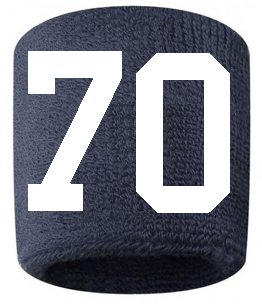 Number 70 Custom Navy Blue w/ White #'s Sweatband Wristband Embroidered Stitched