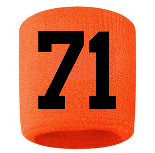 Number 71 Custom Orange w/ Black #'s Sweatband Wristband Embroidered Stitched