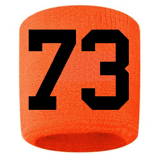 Number 73 Custom Orange w/ Black #'s Sweatband Wristband Embroidered Stitched
