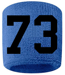Number 73 Custom Royal Blue w/ Black #'s Sweatband Wristband Embroidered Stitched